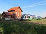 Eingefahren aus Rehna am HP Holdorf VT 702 der OLA Schwerin auf dem Weg nach Parchim am 18.08.2012