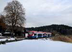 650 563 (VT 63) + 650 565 (VT 65) als RB nach Spicak am 11.03.2013 bei Triefenried.