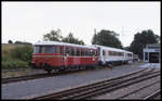 Ein MAN Beiwagen der SWEG stand am 9.8.1999 zusammen mit modernen Nachfolgern im BW Neckarbischofsheim.