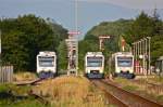 Der Gottenheimer Bahnhof. 4 BSB und 1 SWEG Br 650. 