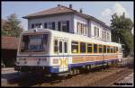 SWEG VT 122 am 18.8.1989 im Bahnhof Meckesheim.