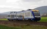 Ein HEX hat am 20.04.13 den Bahnhof Ilsenburg verlassen und ist nun auf dem Weg nach Vienenburg.