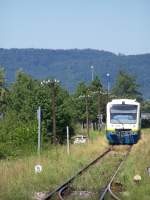 Ein kleinen Bilck auf die Wieslauftalbahn mit dem VT441  Wiesel  der WEG.