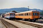 Der Esslinger VT aus der ersten Serie war vor dem BW des Zielbahnhofs der Tälesbahn (WEG) abgestellt.