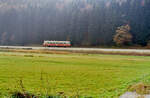 Schienenbus auf der Hohenzollerischen Landesbahn, 29.10.1984