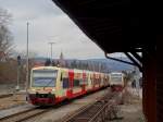 Am 4.3.14 verließ der Mittagliche Leerzug von Hechingen nach Tübingen den Hechinger Bahnhof.