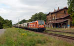 187 500 der HSL schleppte am 17.08.19 einen Transcereal durch Raguhn Richtung Bitterfeld.