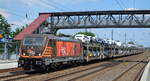 HSL Logistik GmbH, Hamburg [D] mit  187 536  [NVR-Nummer: 91 80 6187 536-8 D-HSL] und PKW-Transportzug am 27.06.20 Bf. Saarmund.