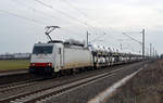 186 137 der ITL führte am 20.02.19 einen BLG-Autozug durch Rodleben Richtung Magdeburg.