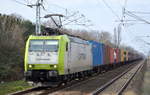 ITL - Eisenbahngesellschaft mbH mit  185 542-8  [NVR-Number: 91 80 6185 542-8 D-ITL] und Containerzug am 20.03.19 Bf. Berlin-Hohenschönhausen.