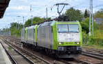 ITL Lokzug mit   185 517-0  [NVR-Nummer: 91 80 6185 517-0 D-ITL] mit   185 598-0  [NVR-Nummer: 91 80 6185 598-0 D-ITL] und   185 580-8  [NVR-Nummer: 91 80 6185 580-8 D-ITL] am Haken am 14.05.19 Berlin-Hirschgarten.
