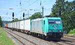 ITL - Eisenbahngesellschaft mbH mit  185 633-5  [NVR-Nummer: 91 80 6185 633-5 D-ITL] und Containerzug am 13.06.19 Saarmund Bahnhof.