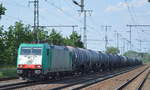 ITL - Eisenbahngesellschaft mbH mit  E 186 134  [NVR-Nummer: 91 51 6270 005-7 PL-ITL] und Kesselwagenzug am 04.06.19 Bahnhof Golm bei Potsdam.