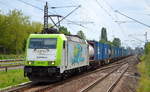 ITL - Eisenbahngesellschaft mbH, Dresden [D] mit  185 578-2  [NVR-Nummer: 91 80 6185 578-2 D-ITL] und Containerzug am 12.06.20 Bf.