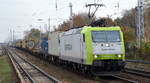 ITL - Eisenbahngesellschaft mbH, Dresden [D]  185 541-0  [NVR-Nummer: 91 80 6185 541-0 D-ITL] mit Containerzug am 13.11.20 Bf. Berlin Hirschgarten.