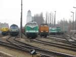 Volles Haus bei der ITL im Dresdener Hafen.v.l.n.r.250 006-4,118 002,106 008,118 004 und 106 010.
12.01.08.