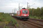 1116 239 (ITL) mit Containerzug am 18.10.2008 durch Unterelbe -> Harburg/Maschen