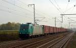 185 615 zog am 31.10.14 in Diensten der ITL einen Containerzug durch Rodleben Richtung Magdeburg.