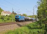 192 018 (LEG) war am 09.05.22 mit einem Kesselzug in Porstendorf zu sehen.