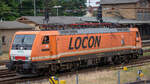 LOCON 501 Lok 189 820 nach Rangierarbeiten mit Kreidewagen in Bergen ausfahrend nach Lancken, um den zweiten Teil des Kreidezuges zu holen. - 30.06.2021
