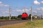 LOCON 214 (214 004-4) kam als Lz durch Vietznitz gefahren und fuhr in Richtung Nauen weiter.