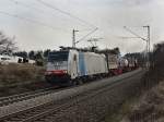 Die 186 109 mit einem KLV-Zug am 20.03.2010 unterwegs beim B Vogel