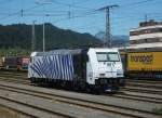 185 663 von Lokomotion steht am 02.August 2013 abgestellt in Kufstein.