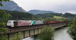 Am 4.6.2014 kamen 185 666-5 und 186 247-3 von Lokomotion mit einem Schrott/Stahlzug von Italien nach Kufstein gefahren.