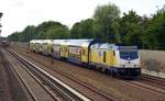 246 008 war am 30.06.14 mit einem Metronom von Cuxhaven nach Hamburg unterwegs. Hier passiert sie Hamburg-Hausbruch auf dem Weg nach Harburg.