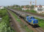 V 1251 der MWB mit Gterzug am 28.4.2008 in Regensburg.