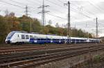 Testfahrten.
Am 13. Dezember 2015 geht nationalexpress mit den Talent 2-Zügen
auf der RE7 (Rhein-Münsterland-Express)an den Start.
Der Triebzug am 04.11.2015 in Hagen auf einer Testfahrt.