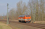 218 117 der NeSa rollte am 10.03.24 Lz durch Muldenstein Richtung Wittenberg.