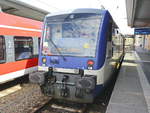 VT010 - (NVR-Nummer  95 80 0650 542-3 D NEBB) der NEB Niederbarnimer Eisenbahn als RB60 nach Wriezen im Bahnhof Eberswalde am 17. April 2019.