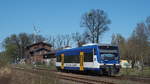 VT 008 (650 540-7) als RB 61387(Linie RB 60 des VBB)der NEB - Niederbarnimer Eisenbahn AG - verlässt den Bahnhof Letschin nach kurzen Aufenthalt Richtung Frankfurt/Oder.

Letschin, der 18.04.2020