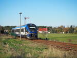 632 022 der NEB (VT 632.003) kommt als RB 63 (61364) (Schorfheidebahn) auf Gleis 2 aus Templin Stadt in den Bahnhof Joachimsthal eingefahren und passiert das ASig nach Templin.

Ab dem Fahrplanwechsel 2022/23 wird die Linie nach Templin auf die Strecke Eberswalde-Joachimsthal eingekürzt, der Probebetrieb bis Termplin war laut MIL (Verkehrsministerium Brandenburg) nicht erfolgreich.

Zur Zeit der Aufnahme war es abwechslungsreich, was den Fahrzeugeinsatz angeht, da die NEB mit Fahrzeugproblemem zu kämpfen hat. So kamen auf der RB63 auch PESA Links zum Einsatz, wo sonst RS1 fahren. Also deutlich mehr Kapazität als notwendig. 

Joachimsthal, der 06.11.2022