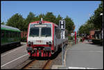 Der aus Österreich stammende und als 627103-4 der NEG eingereihte VT stand am 29.05.2020 als Reserve Fahrzeug am Bahnsteig im Bahnhof Niebüll NEG.