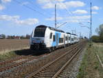 ODEG 4746 805 kam als RE Züssow-Rostock,am 17.April 2020,in die Station Groß Kiesow.