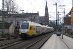 ODEG-445 101 als RE 2 Cottbus - Wismar bei der Einfahrt nach Schwerin Hbf, 21.2.14.