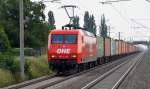 145-CL 015 der OHE zog am 01.09.11 einen Containerzug durch Arensdorf Richtung Kthen.