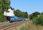 218 057-0 (Press) fuhr am 06.09.22 mit einem Holzzug von Gera nach Saalfeld.