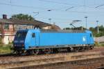 145 023-6 (145 083-2 laut Rahmenanschrift) der PRESS fhrt solo durch Magdeburg Hbf in Richtung Magdeburg-Buckau. Fotografiert am 07.07.2010. 