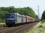 RBH 151 127-8 (RBH 274)+RBH 151 xxx-x (RBH 263) mit Kohlezug bei Mainz Bischofsheim am 06.06.15