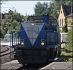 V105  Sally  der Rurtahlbahn in Stolberg (Rheinland) Hbf am Prellbock!