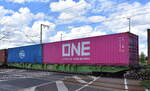Drehgestell-Containertragwagen vom Einsteller S-Rail GmbH (Unternehmen der SETG) mit der Nr.