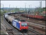 Re482 034 ist auf dem Weg nach Basel. Aufgenommen bei der Durchfahrt in Aalen am 23.April 2008.