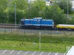 Spitzke Logistik V 100-SP-004 ( NL-SLG 9284 2203 004-1 ) führt am 14.6.2024 einen Schwellenzug durch Gera. Standort Hochhaus