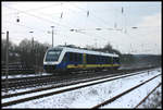 NWB VT 528 als Überführungsfahrt am 22.2.2005 in Hasbergen auf dem Weg nach Osnabrück.