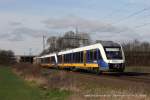 VT 648 426 (NordWestBahn) und 648 934-7 als RE10 in Richtung Düsseldorf Hbf in Neuss Vogelsang, 23. Februar 2014