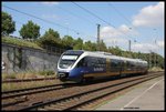 Nordwestbahn VT 643314 nach Halle in Westfalen fährt am 6.9.2016 um 14.31 Uhr in Brackwede ein.