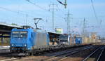 TXL - TX Logistik AG mit  185 523-8  [NVR-Number: 91 80 6185 523-8 D-ATLU] und einer interessanten Vectron am Haken zusätzlich zum KLV-Zug aus Rostock, es handelt sich um die zuletzt in